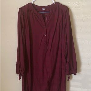 Maroon tunic with tie sleeve details